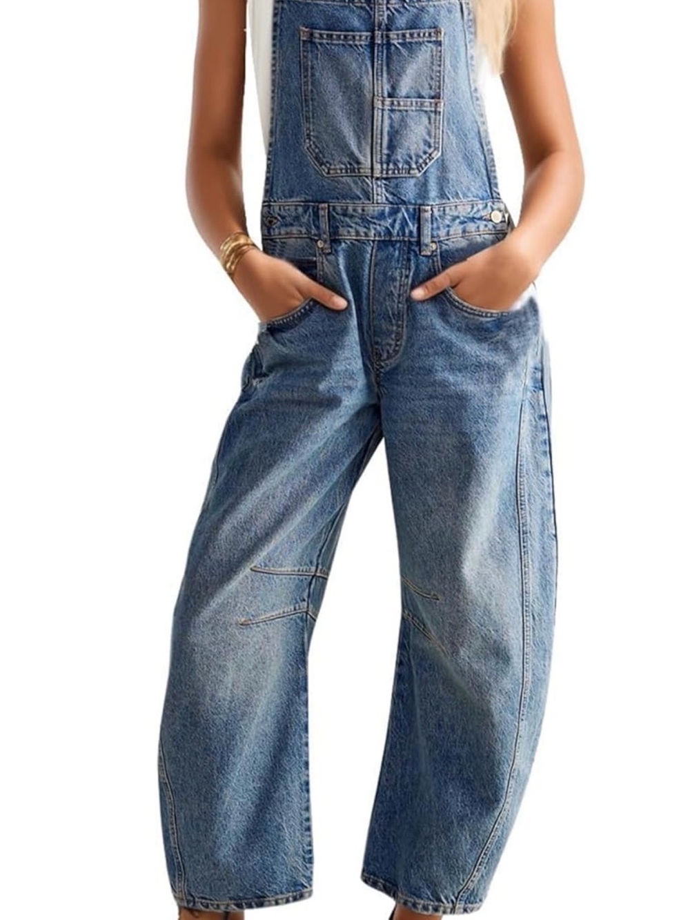 Light Blue Denim Women’s Overalls - Relaxed Wide-Leg